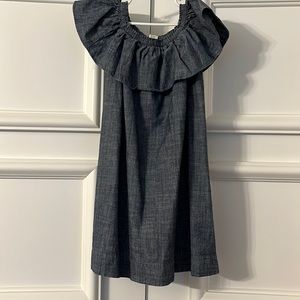 Girls crewcuts denim ruffle dress size 7